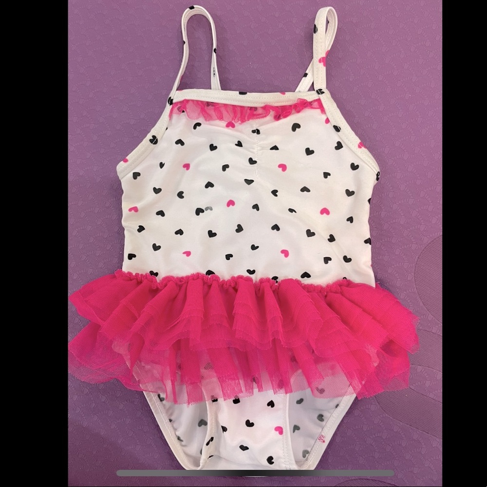 Hot pink ruffle bathing suit swim piece